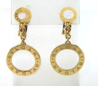 Bvlgari 18K Yellow Gold Earrings: Bvlgari 18K Yellow Gold Earrings.The total earring's weight is 17.4 grams.The size of the earring: 1.5" long and 1 mm in thickness