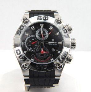 Croton Stainless Steel Chronograph Rubber Strap Watch: Brand New Croton Stainless Steel, Chronograph Rubber Strap Watch with Box.The total watch's weight is 114.9 grams.The measurements of the watch head is 44 x 44 mm in diameter and 11 mm in thick.Strap