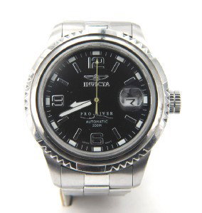 Invicta Stainless Steel Skeleton Watch: Invicta Stainless Steel Skeleton Automatic Watch.The total watch's weight is 160.2 grams.The measurements of the watch head is 44 mm in diameter and 9 mm in thick.The length of watch: 7.5".Chain is 19