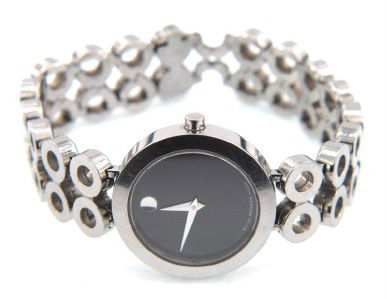 Movado Stainless Steel Watch: Movado Stainless Steel Watch.The total watch's weight is 37.8 grams.The measurements of the watch head is 24 x 24 mm and 4 mm thick.The length of watch: 6".Swiss Made.Water Resistant.Chain is 13 mm wi