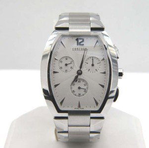 Concord Stainless Steel Chronograph Watch: Concord Chronograph Stainless Steel Watch.The total watch's weight is 169.7 grams.The measurements of watch head is 43 x 38 mm and 11 mm thick.The length of watch: 9.5".water Resistant.swiss made.Chai