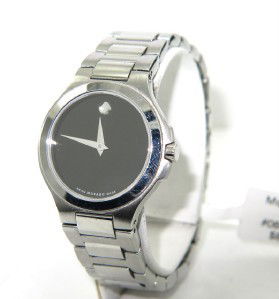 Movado Stainless Steel Watch: Movado Stainless Steel Watch.The total watch's weight is 65.3 grams.The measurements of the watch head is 20 x 20 mm and 4 mm thick.The length of watch: 6.5".Swiss Made.Water Resistant.Chain is 13 mm