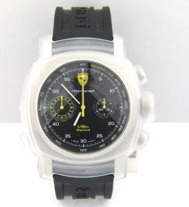 Ferrari Officine Panerai Stainless Steel Skeleton: Ferrari Officine Panerai Stainless Steel Choronograph Skeleton Black Rubber Strap Mens Watch.The total watch's weight is 170 grams.The measurements of watch head is 44 x 45 mm and 17 mm thick.The leng