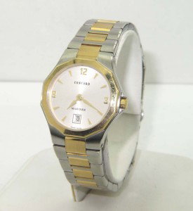 Concord Two-Toned Stainless Steel Watch: Concord Two-Toned Stainless Steel Date Just Watch.The total watch's weight is 70.8 grams.The measurements of watch head is 26 x 26 mm and 6 mm thick.The length of watch: 7.75".water Resistant.swiss ma