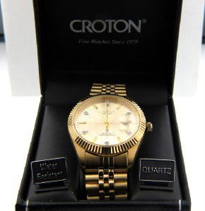 Croton Stainless Steel Skeleton Watch: Croton Stainless Steel, Skeleton Watch with Box.The total watch's weight is 127.7 grams.The measurements of the watch head is 41 mm in diameter and 11 mm in thick.Chain is 18 mm wide.The length of wat