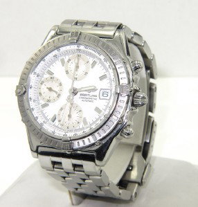 Breitling Automatic Chronograph Mens Wristwatch: Breitling Automatic Chronograph Mens Wristwatch.The total watch's weight is 153.6 grams.The measurements of watch head is 37 x 37 mm and 12 mm thick.The length of watch: 7".Case Type: Stainless steel.