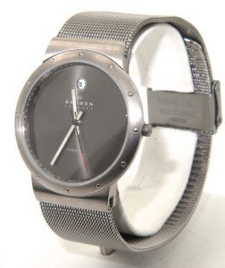Skagen Denmark Stainless Steel Watch: Skagen Denmark Stainless Steel Watch.The total watch's weight is 49.8 grams.The measurements of watch head is 34 x 34 mm and 6 mm thick.The length of watch: 9".water Resistant.Japan Quartz Mov't.Chain