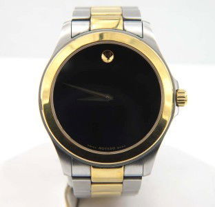 Movado Stainless Steel & Gold Plated Watch: Movado Stainless Steel & Gold Plated Watch.The total watch's weight is 107.6 grams.The measurements of the watch head is 29 x 37 mm and 5 mm thick.The length of watch: 7".Swiss Made.Water Resistant.Ch