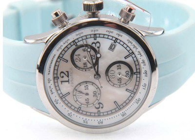 Nautica Stainless Steel Chronograph Rubber Strap W: Nautica Stainless Steel, Chronograph, Mother of Pearl, Rubber Strap Ladies' Watch with Box.The total watch's weight is 51.2 grams.The measurements of the watch head is 33 mm in diameter and 11 mm in t