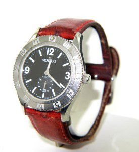 Movado Stainless Steel Leather Strap Watch: Movado Stainless Steel Leather Strap Watch.The total watch's weight is 43.5 grams.The measurements of the watch head is 37 mm in diameter and 7 mm in thick.The length of watch: 8.5".Swiss Made.Water R