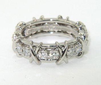 Tiffany & Co Schlumberger Platinum Diamond Ring: Tiffany & Co Schlumberger Platinum Diamond Ring.The total ring's weight is 10.4 grams.The total weight of Diamond: 1.6 cts, G color, VVS clarity.The ring is 4 mm wide and 2 mm in thickness.The size of