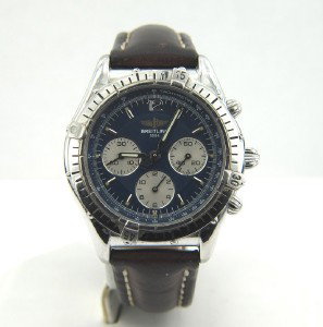 Breitling Stainless Steel Chronograph Mens watch: Breitling Stainless Steel Chronograph Automatic Leather Strap Mens watch The total watch's weight is 83 grams. The measurements of watch head is 33 x 33 mm and 11 mm thick. The length of watch: 7.25" 