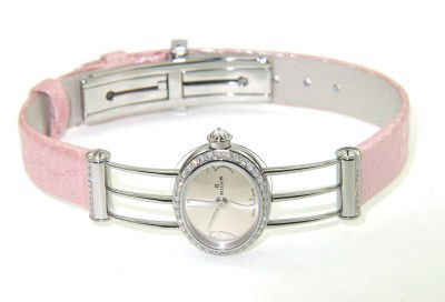 Milus Stainless Steel Diamond Leather Strap Watch: Brand New Milus Stainless Steel Diamond Leather Strap Watch With Box.The total watch's weight is 15.9 grams.The total weight of diamond: 0.46 cts. G color VVS clarity.The measurements of the watch hea