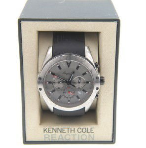 Kenneth Cole Stainless Steel Chronograph Watc: Kenneth Cole Stainless Steel Chronograph Rubber Strap Watch.The total watch's weight is 85 grams.The measurements of the watch head is 32 x 32 mm and 10 mm in thick.The length of watch: 9.75".Water Re