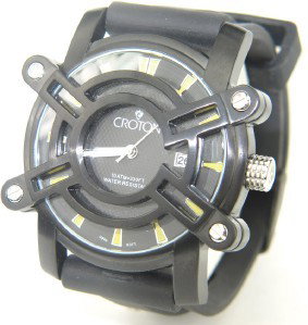 Croton Stainless Steel Rubber Strap Watch: Croton Stainless Steel Date Just Rubber Strap Watch The total watch's weight is 97.3 grams The measurements of the watch head is 44 mm in diameter and 9 mm in thick Strap is 22 mm wide The length of w