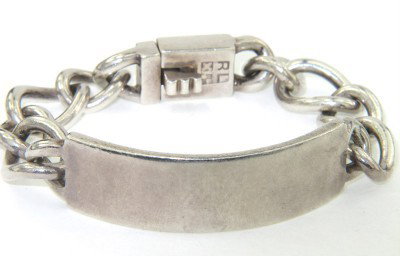 Ralph Lauren Silver Bracelet: Ralph Lauren Silver Bracelet. The total weight of Bracelet is 58.7 grams. The length of Bracelet is 7" long. The bracelet is 12 mm wide