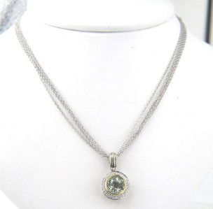 Charles Krypell Gold/Silver Prasiolite Diamond Nec: Charles Krypell 14K Yellow Gold/Silver Prasiolite Diamond Neckalce The weight of the Necklace is 7.5 grams. The size of Prasiolite is 8 x 8 mm. The total weight of diamond is 0.15 ct. approximately, H