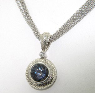 Charles Krypell Gold/Silver Amethyst Diamond: Charles Krypell 14K White Gold/Silver Amethyst Diamond Neckalce with Original Pouch. The weight of the Necklace is 10 grams. The size of Amethyst is 8 mm in diameter. The total weight of diamond is 0.