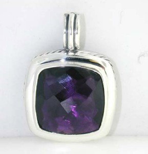 David Yurman Silver & 18K White Gold Amethyst Pend: This is a Wonderful David Yurman Silver & 18K White Gold Amethyst Pendant The total Pendant's weight is 18.5 grams. Pendant size is 37 x 27 mm, 5 mm thick. The size of Amethyst is 20 x 20mm. This is a