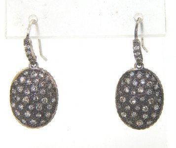 David Yurman Silver Diamond Starlight Drop Earring: David Yurman Silver And Black Rhodium Pave Diamond Oval Drop Earrings The weight of the Earring is 5.4 grams. The total weight of diamond: 1.03 cts. H - I color SI clarity The measurement of earring: 