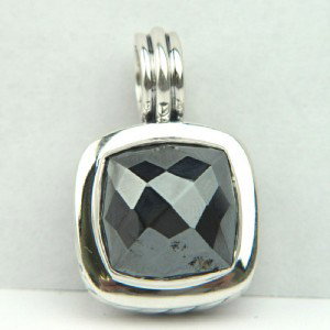 David Yurman Silver, Hematite Pendant: David Yurman Silver, Hematite Pendant The total Pendant's weight is 12.5 grams. Pendant size is 19 x 29 mm, 5 mm thick. The size of hematite is 12 x12 mm.
