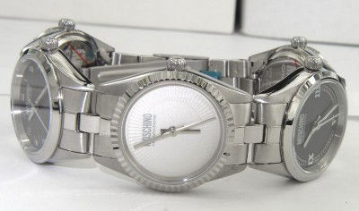 Moschino Stainless Steel Watch: Brand New Moschino Stainless Steel 5 Head Watch The total watch's weight is 89 grams. The size of each watch head: 25 x 25 mm and 7 mm thick The length of the watch is 9" Japan Movement Water Resistan