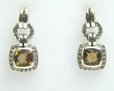 David Yurman Silver, Citrine & Diamond Earrings: David Yurman Silver, Citrine & Diamond Earrings The total earrings weight is 7 grams The total weight of diamond: 0.36 cts. I color, SI clarity The size of the citrine is 6 mm. The size of ea