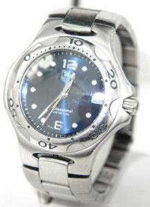 Tag Heuer Stainless Steel Professional Watch: Tag Heuer Stainless Steel Professional Date Just Watch. The total watch's weight is 134.2 grams. The size of watch head: 33 x 33 mm and 9 mm thick. The length of the watch is 6.75". Swiss Made. Water