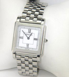 Tiffany & Co Stainless Steel Watch: Tiffany & Co Stainless Steel Watch The total watch's weight is 76.5 grams. The measurements of watch head is 27 x 27 mm and 4 mm thick. The length of watch: 7" water resistant swiss made Chain is 15 m