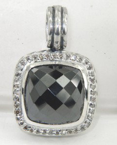 David Yurman Silver Hematite & Diamond Pendant: David Yurman Silver Hematite & Diamond Pendant The total Pendant's weight is 11.9 grams. The total weight of diamond: 0.30 cts.approximately. H - I color VS - SI clarity. Pendant size is 19 x 29 mm, 1