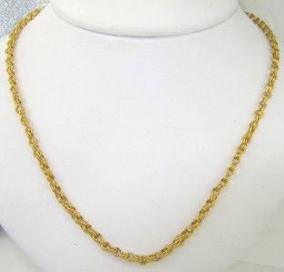 Gurhan 24K Yellow Gold Necklace: Gurhan 24K Yellow Gold Necklace The total weight of necklace is 19.2 grams. The length of necklace is 17.75" long. The necklace is 2 mm wide.