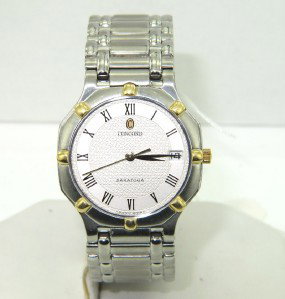 Concord Stainless Steel DateJust Watch: Concord Stainless Steel DateJust Watch. The total watch's weight is 78.7 grams. The measurements of watch head is 28 x 29 mm and 4 mm thick. The length of watch: 7". water Resistant. swiss made. Chain