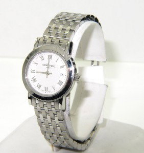 Raymond Weil Stainless Steel Date Just Watch: Raymond Weil Stainless Steel Date Just Watch The total watch's weight is 57.4 grams. The measurements of watch head is 23 x 24 mm and 4 mm thick. The length of watch: 6.25" water Resistant swiss made 