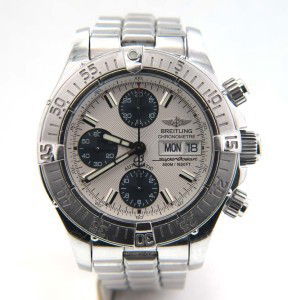 Breitling Automatic Chronograph Mens Wristwatch: Breitling Automatic Chronograph Mens Wristwatch The total watch's weight is 197.6 grams. The measurements of watch head is 39 x 42 mm and 15 mm thick. The length of watch: 8" Case Type: Stainless stee