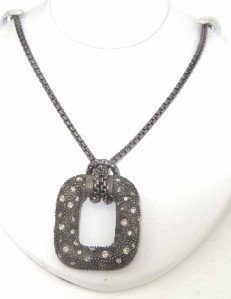 David Yurman Silver Diamond Midnight Melange Necklace: David Yurman Silver Diamond Midnight Melange Necklace. The total weight of Necklace is 17.3 grams. Total weight of diamond is 0.77 cts, approximately, H - I color, SI-1 clarity. The size of the pendan