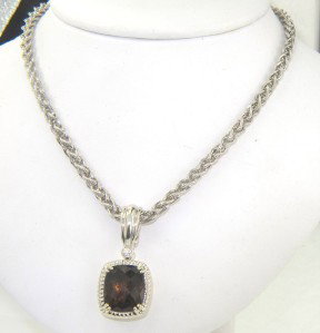 Charles Krypell Gold/Silver Citrine Diamond Neckl: Charles Krypell 14K Gold / Silver Citrine & Diamond Neckalce The weight of the Necklace is 32.4 grams. The size of citrine is 13 x 11 mm. The total weight of diamond is 0.08 pts. approximately, H colo