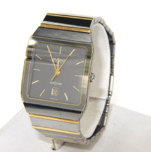 Rado 2-Toned Stainless Steel DateJust Mens Watch: Rado 2-Toned Stainless Steel DateJust Mens Watch The total watch's weight is 94.3 grams. The measurements of watch head is 25 x 27 mm and 5 mm thick. The length of watch: 7". Water Resistant. Swiss Ma