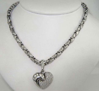 Chimento 18K White Gold Diamond Necklace: Chimento 18K White Gold Diamond Necklace Weight of Necklace: 53.1 grams. The total weight of diamond: 1.2 cts., approximately. H color VS clarity. The measurement of pendant: 20 x 21 mm and 7 mm in th