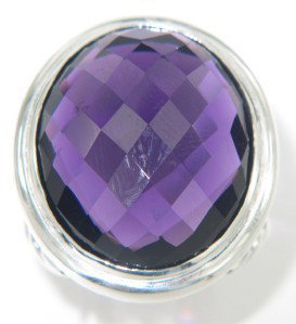 David Yurman Silver Amethyst Ring: David Yurman Silver Amethyst Ring The total ring's weight is 21 grams. The size of amethyst is 22 x 18 mm. The size of the ring is 6.5. The measurement of the face of the ring is 27 x 23 mm. Thickness