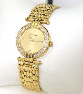 Bucherer 18K Yellow Gold Diamond Wrist Watch: Bucherer 18K Yellow Gold Diamond Wrist Watch The watch's weight is 53.7 grams. Total weight of diamond: 2 cts, approximately, G color, VS clarity. There are 86 diamonds on watch. The measurements of w