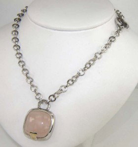 Pianegonda Silver Chalcedony Necklace: Pianegonda Silver Chalcedony Neclace The total necklace's weight is 38.1 grams. The measurement of chalcedony: 18 x 18 mm. The size of pendant: 31 x 23 mm and 11 mm in thickness. The length of necklac