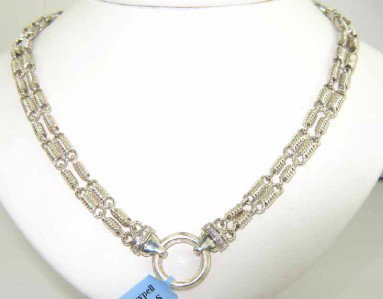 Charles Krypell Gold/Silver Diamond Necklace: Charles Krypell 18K Gold/Silver Diamond Neckalce The weight of the Necklace is 42.4grams. The total weight of diamond is 0.15 cts. approximately, H color VS clarity. The necklace is 16" long . The nec