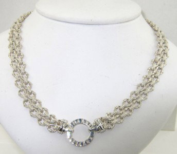 Charles Krypell 14K Gold /Silver Diamond Necklace: Charles Krypell 14K Gold/Silver Diamond Neckalce The weight of the Necklace is 48.3 grams. The total weight of diamond is 0.08 pts. approximately, H color VS clarity. The necklace is 17" long . The ne