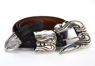 Kieselstein-Cord Vtg Wrap Belt Sterling Buckle Keeper Tip