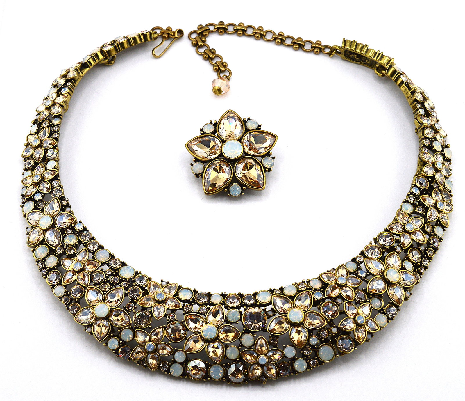 Heidi Daus Champagne Fantasy in Floral Necklace & Pin NIB (1 of 6)