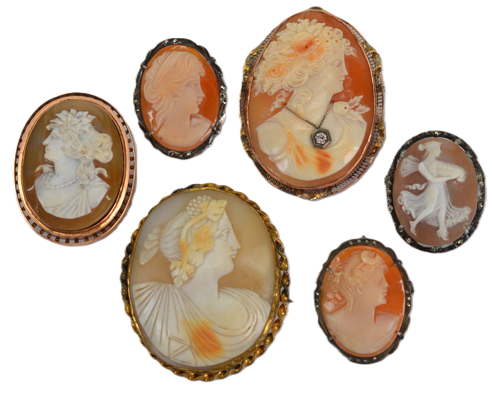 Cameos Antique Victorian Hand Carved English & Irish Brooches Pendants (1 of 8)