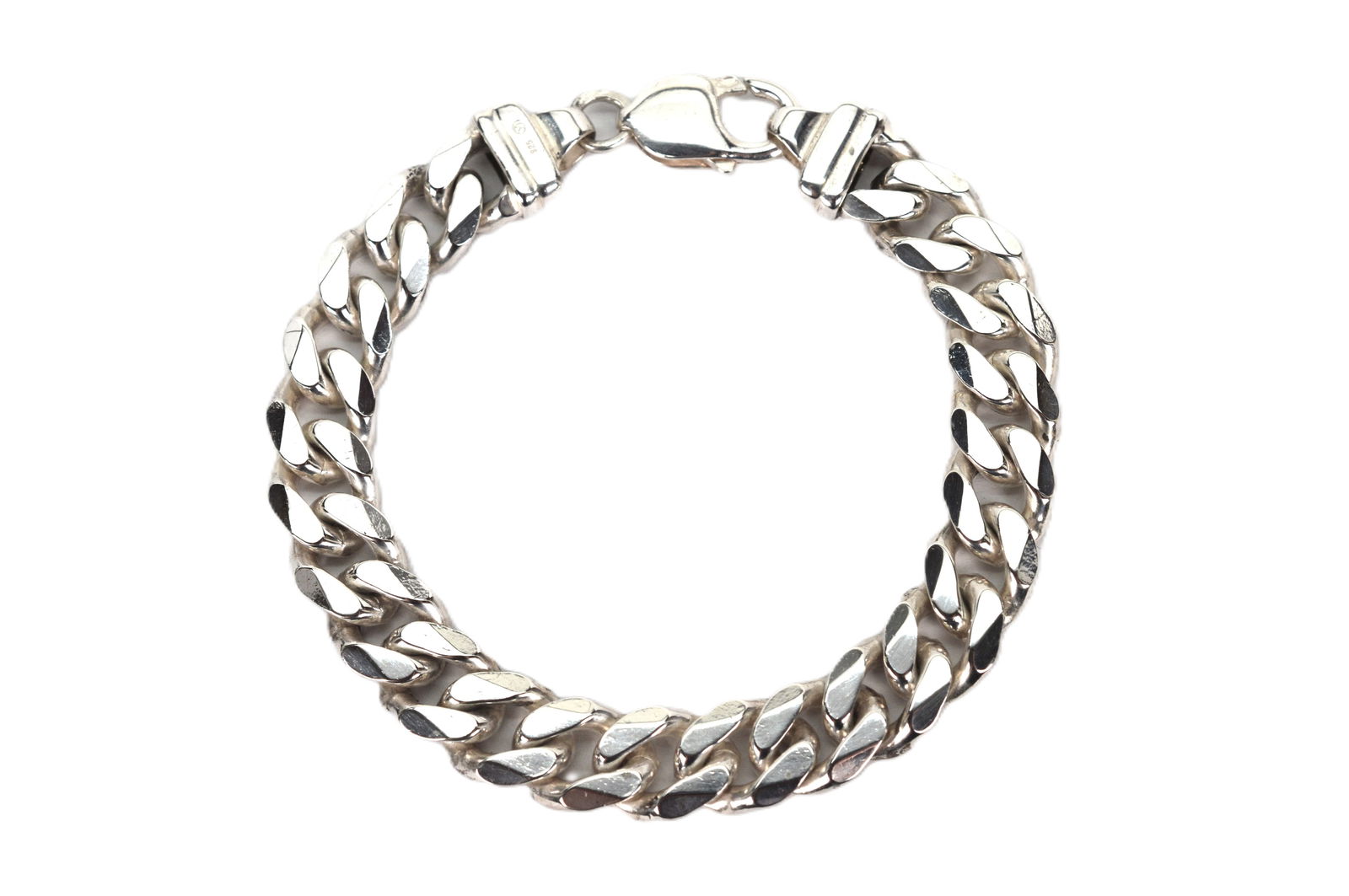 Sterling Silver Heavyweight Unisex Cuban Curb Chain Bracelet (1 of 3)