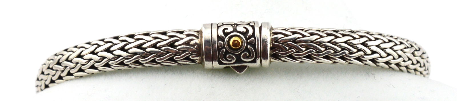 John Hardy Unisex 7.5" Wheat Chain Bracelet Sterling w 18KYG Accent (1 of 5)