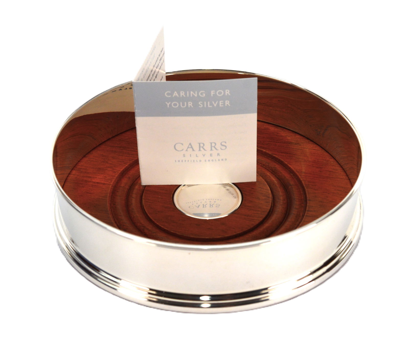 Carrs Silver England Sterling Silver Straight Bottle Coaster: Carrs Silver England Sterling Silver Straight Bottle Coaster. Designed and manufactured by Ron Carrs. Tableware, perfect for any occasion or as a treasured gift wine lovers in 925 sterling silver. Con