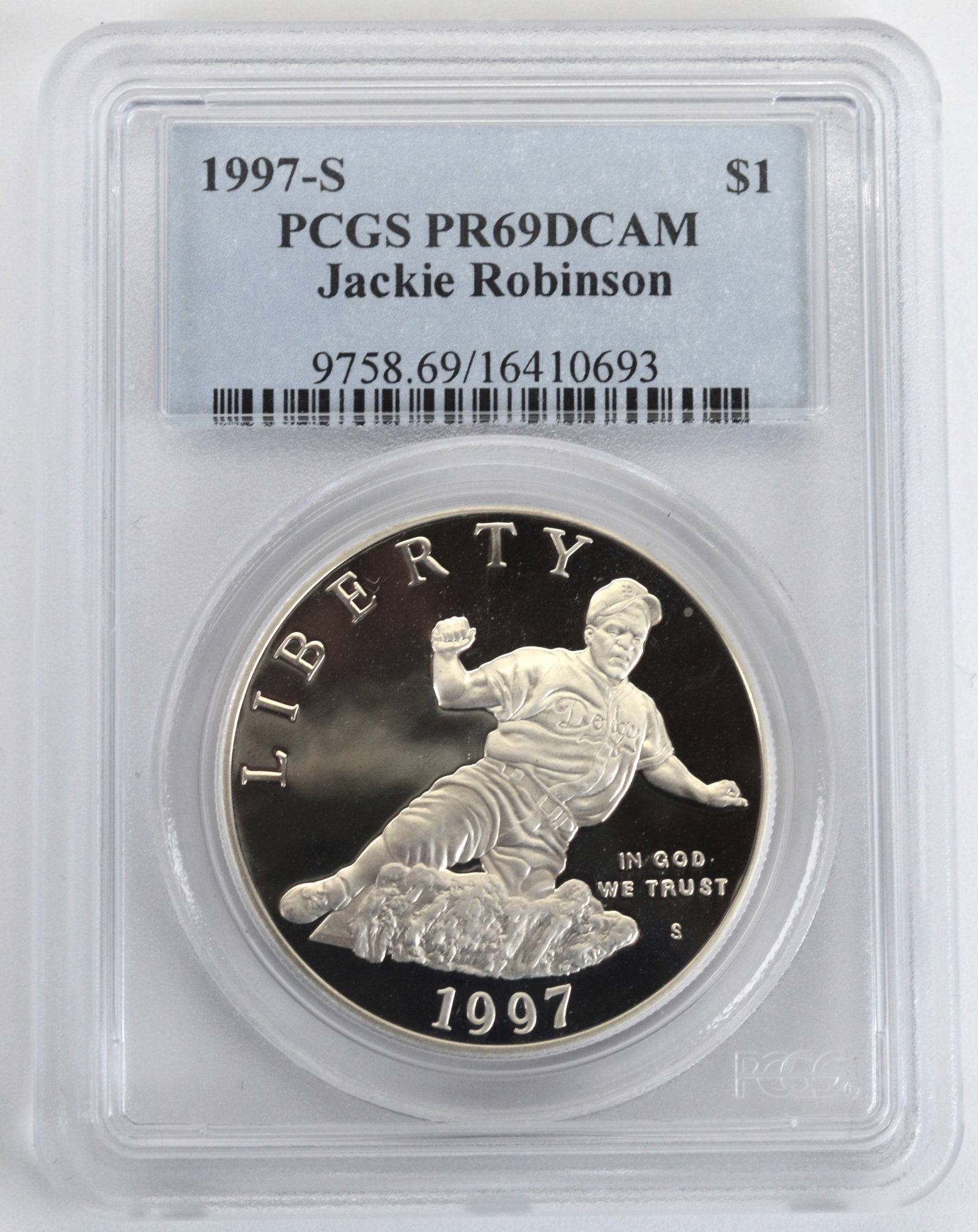 1997-S $1 PCGS Certified PR69DCAM Jackie Robinson Coin (1 of 3)